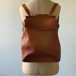 Genuine leather caramel pebbled backpack